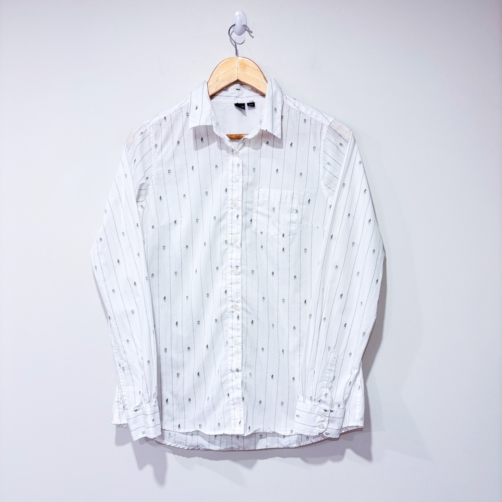 SIMONS White button down shirt‎ with cactus